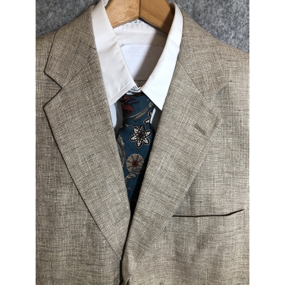 Towncraft Blazer Mens 40R Tan Silk Tweed Sport Coat Jacket Business Casual